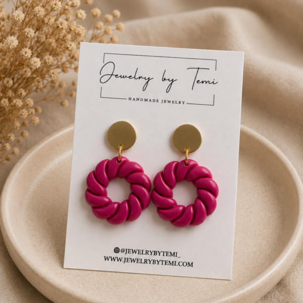 Fuchsia Twist Hoops